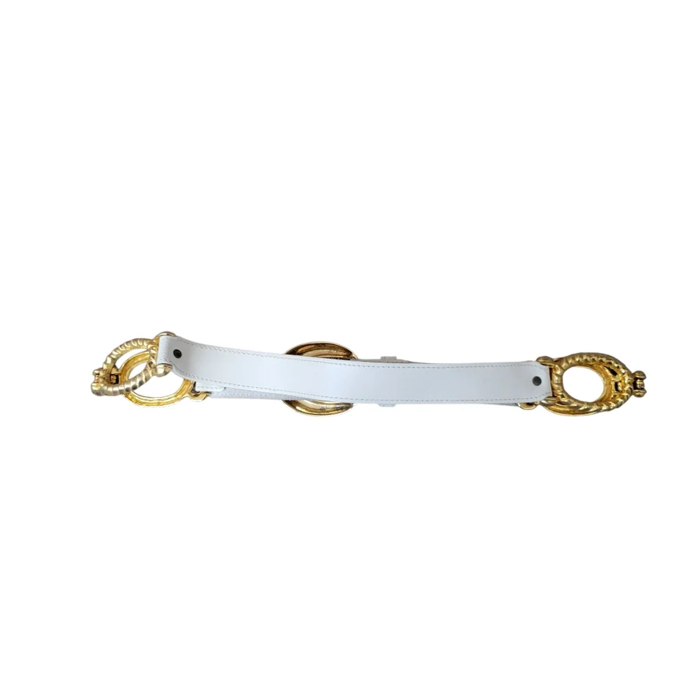 Vingage White Leather Gold‎ Link Belt